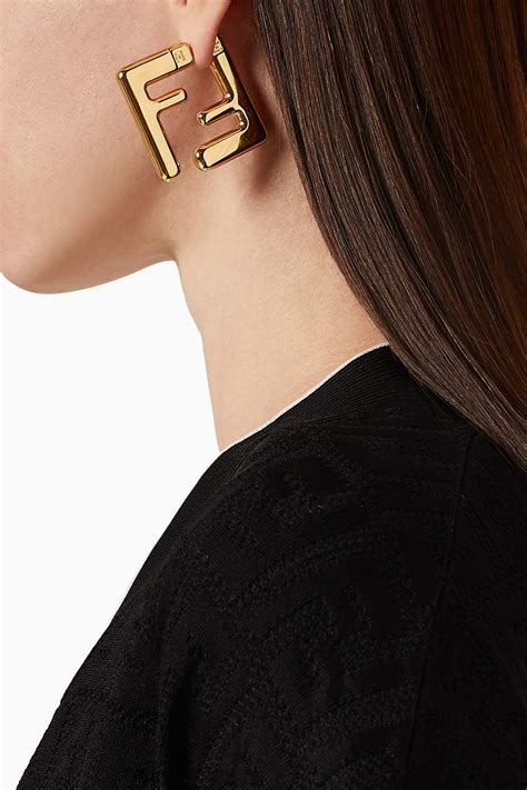 fendi gold f earrings|fendi earrings price.